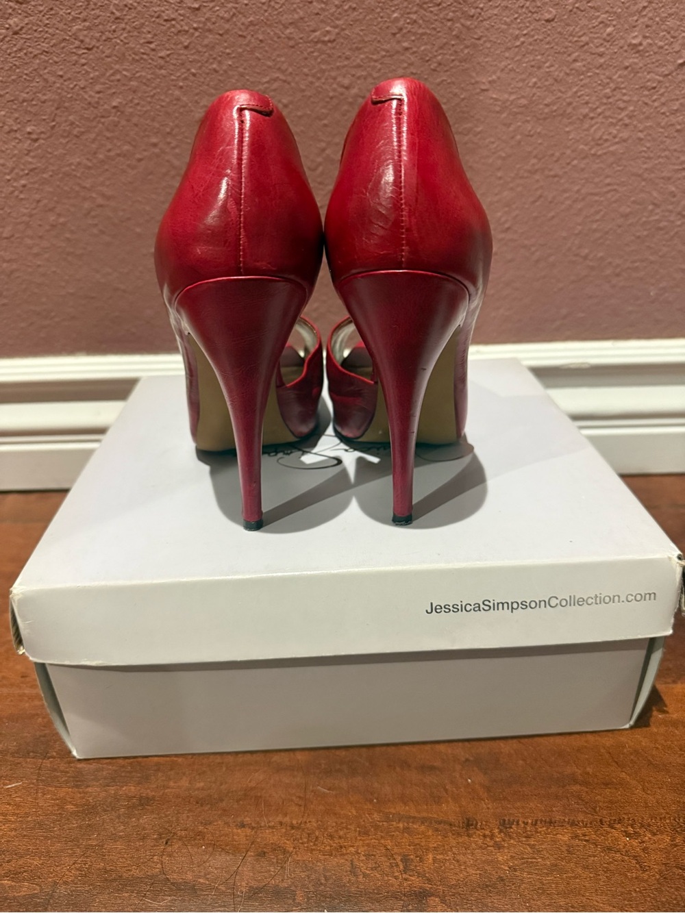 Jessica Simpson Red Open-Toe Platform Pumps - Picture 3 of 5
